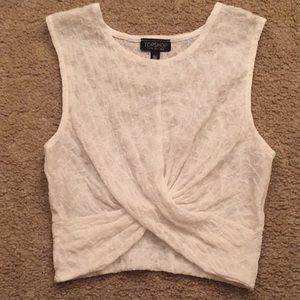 TOPSHOP White Twisted Crop Top Sz 4